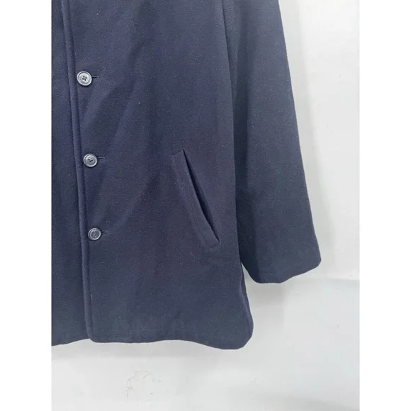 J. Crew Wool Blend‎ Peacoat Women Large Navy Blue Button Up Winter Nautical - Picture 6 of 6
